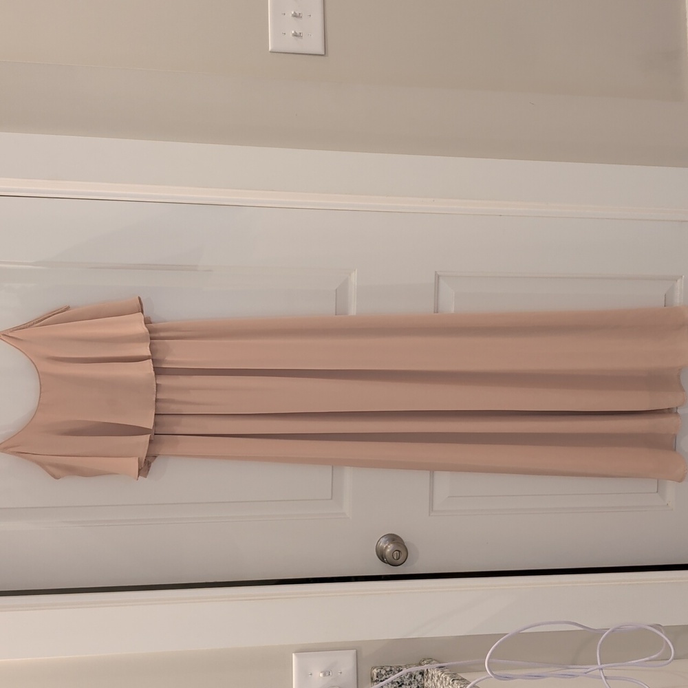 Show Me Your Mumu Caitlin Ruffle Maxi Dress in A Duaty Peachy Rose Color